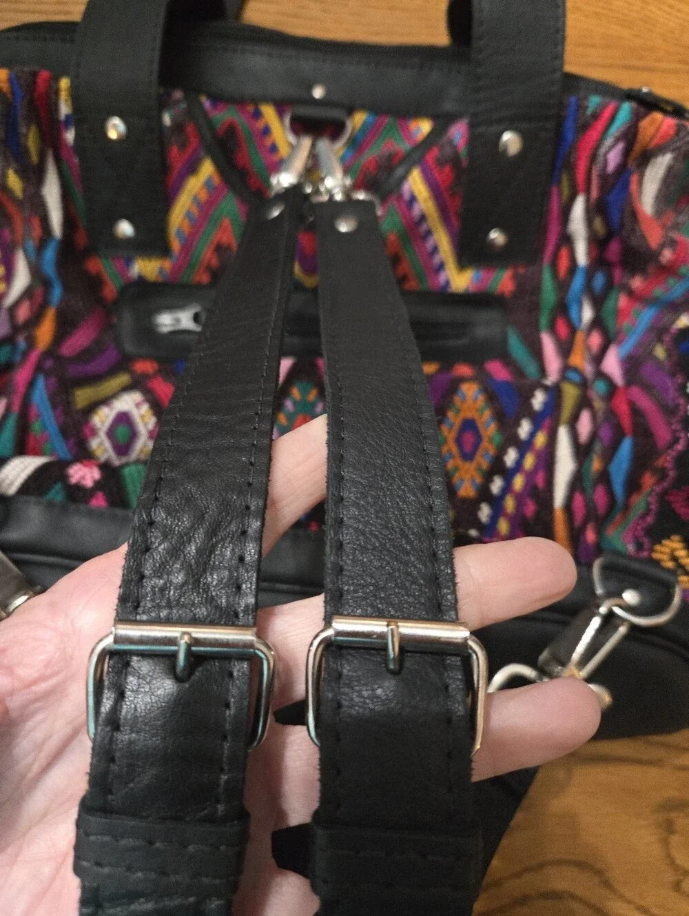 Nena & Co. Multicolor Embroidered Convertible Backpack Tote